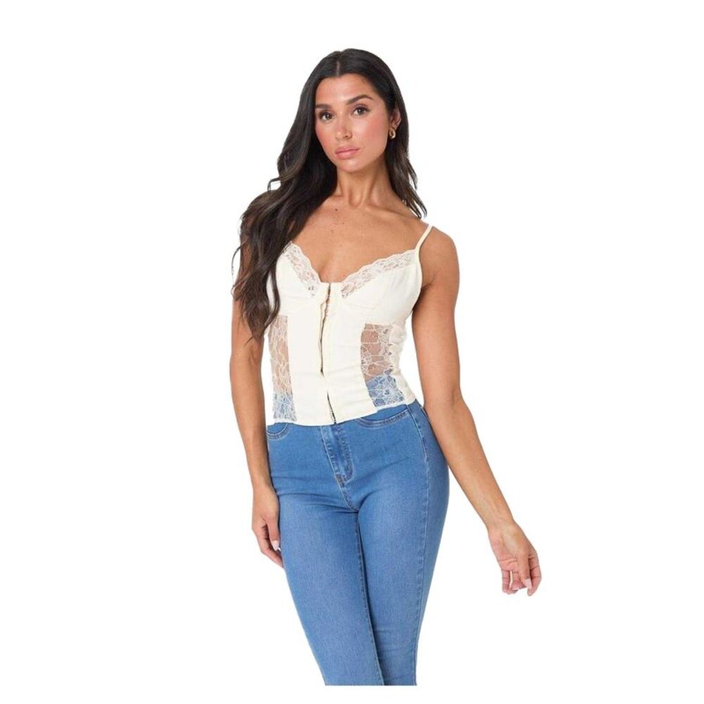 I Saw It First Womens/Ladies Lace Corset Top / Cream